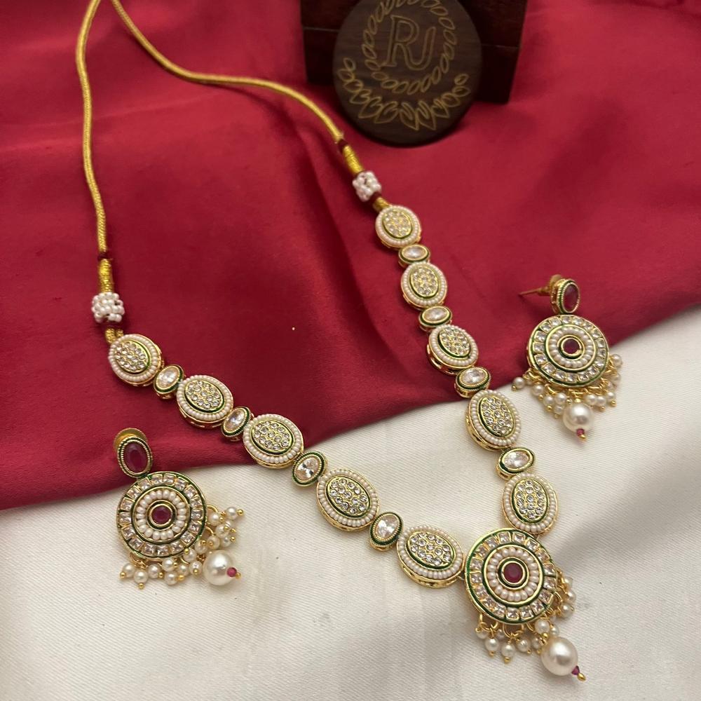 FS Collection Gold Plated Crystal Stone Necklace Set