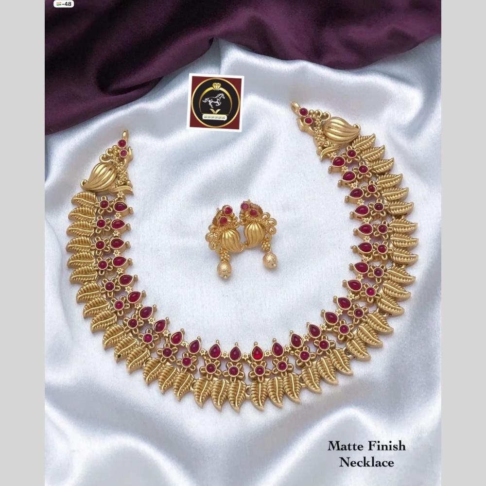 FS Collection Gold Plated Pota Stone Necklace Set