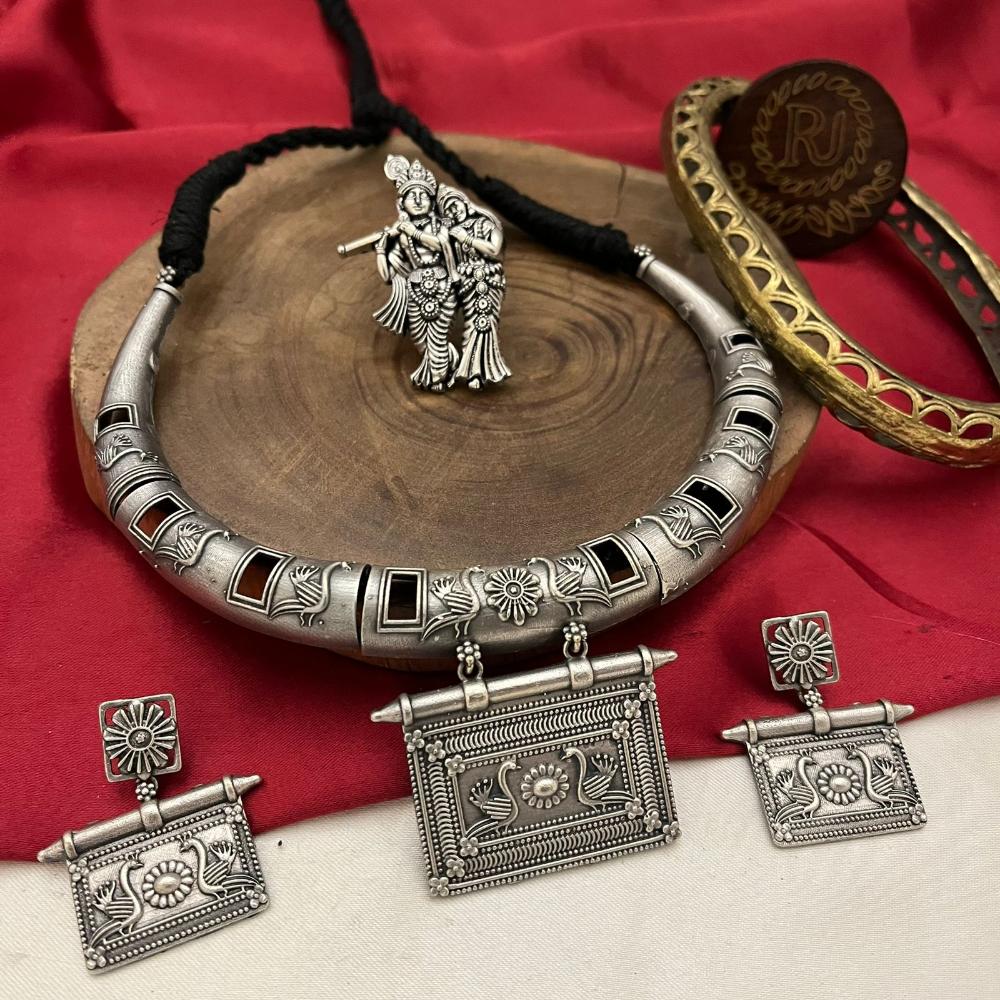 FS Collection Oxidised Plated Necklace Set