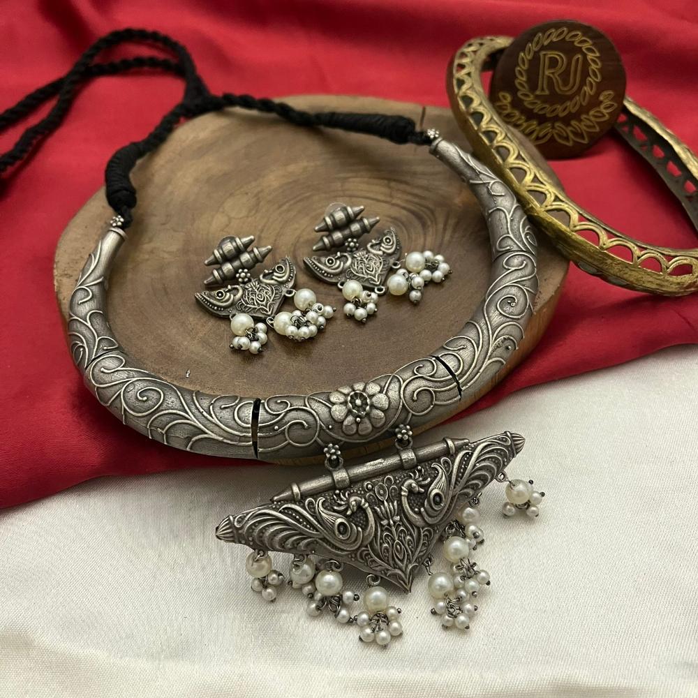 FS Collection Oxidised Plated Necklace Set