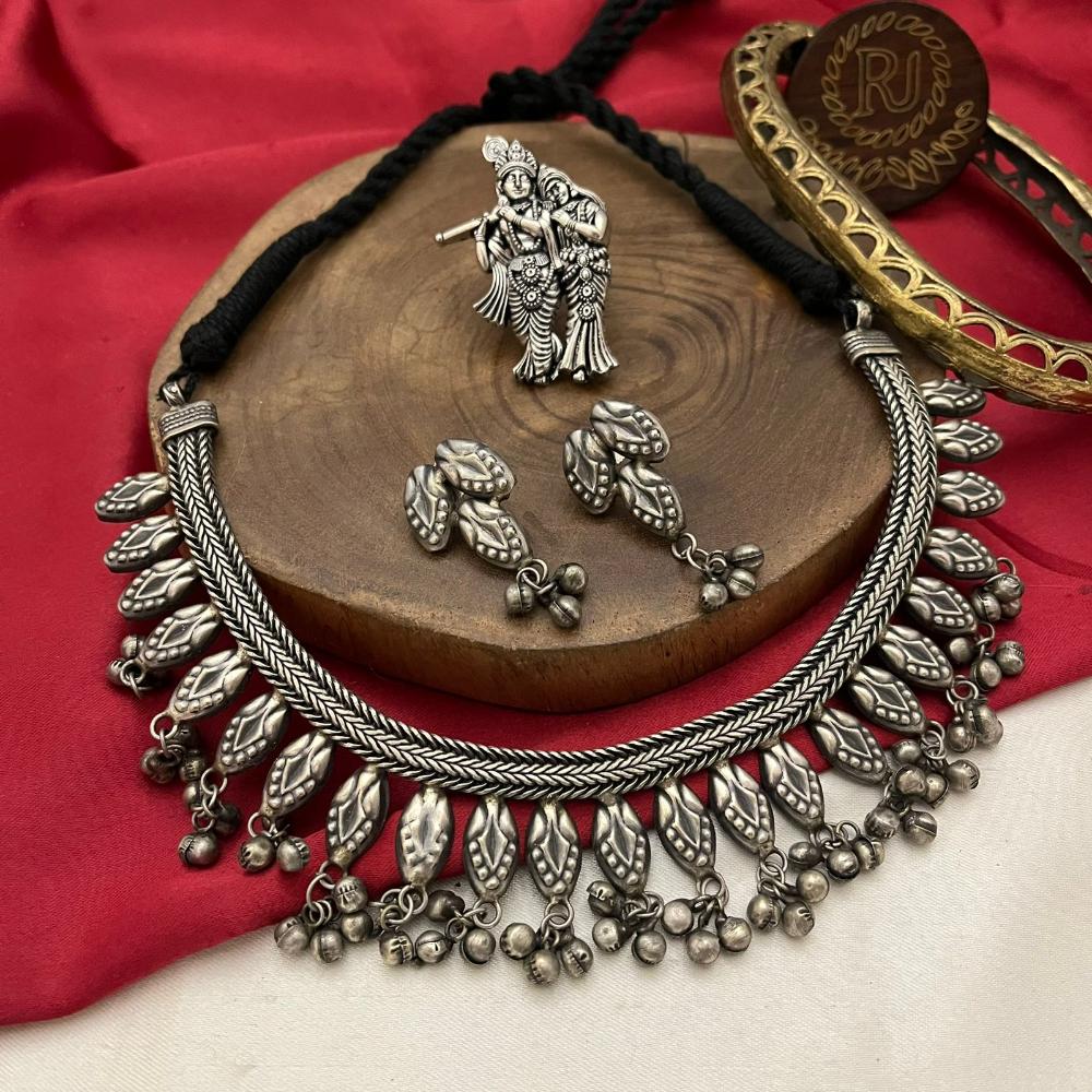 FS Collection Oxidised Plated Necklace Set