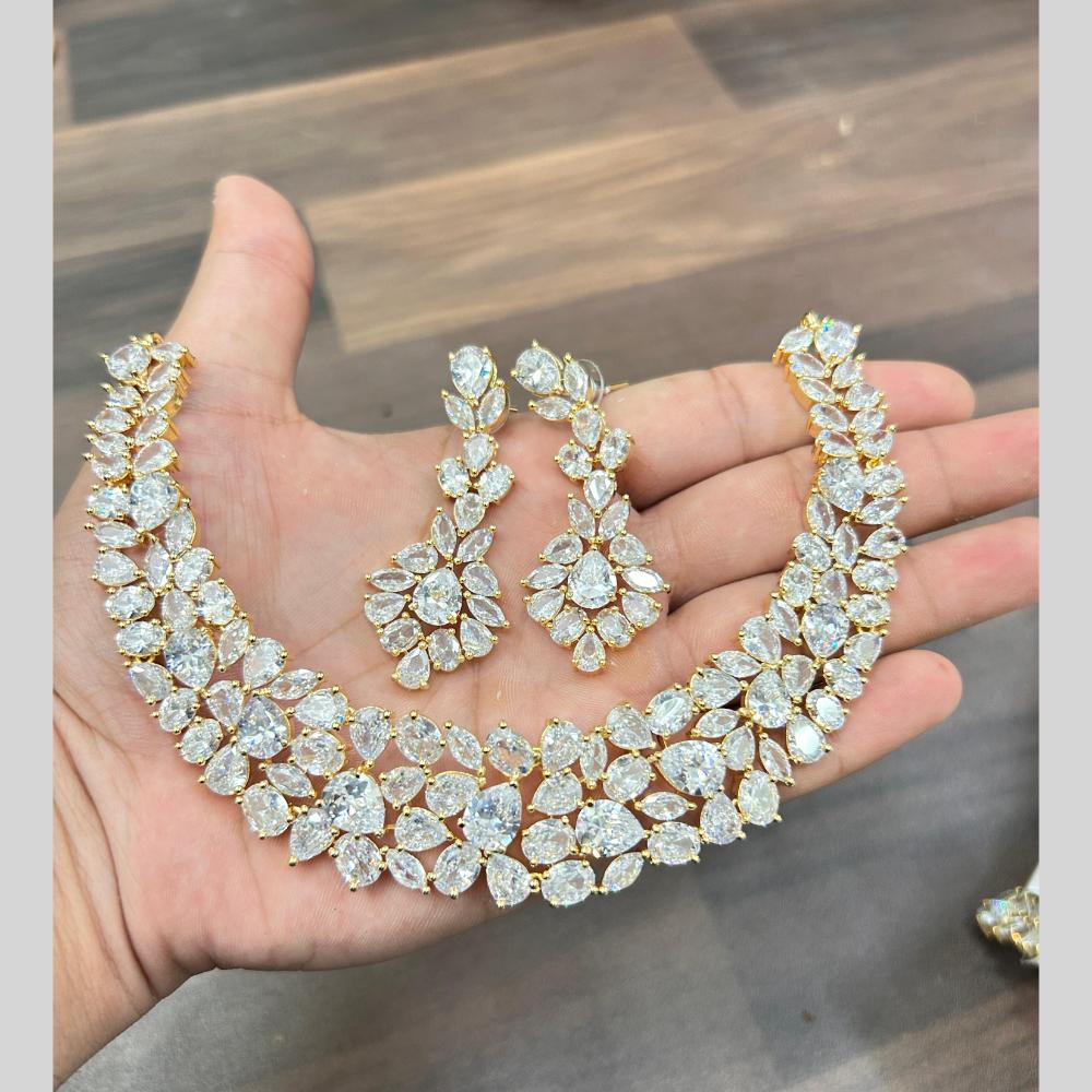 FS Collection Gold Plated American Diamond Necklace Set
