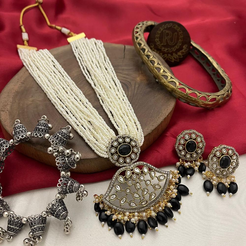 FS Collection Gold Plated Pearl Necklace Set