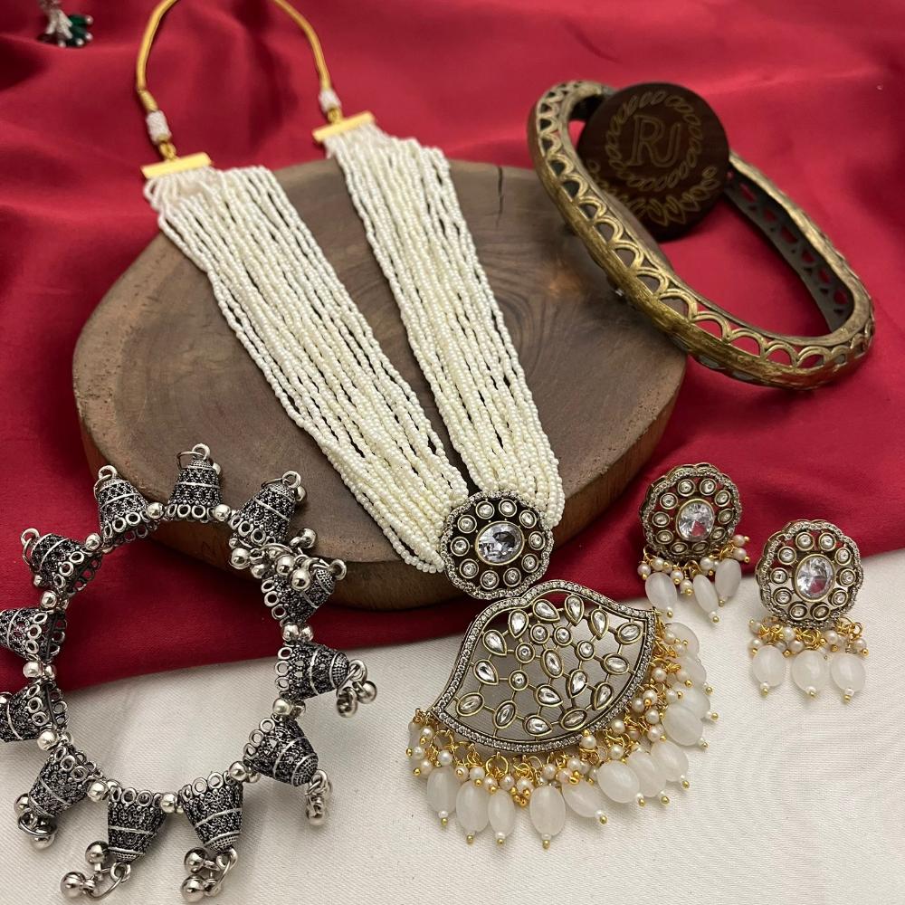 FS Collection Gold Plated Pearl Necklace Set
