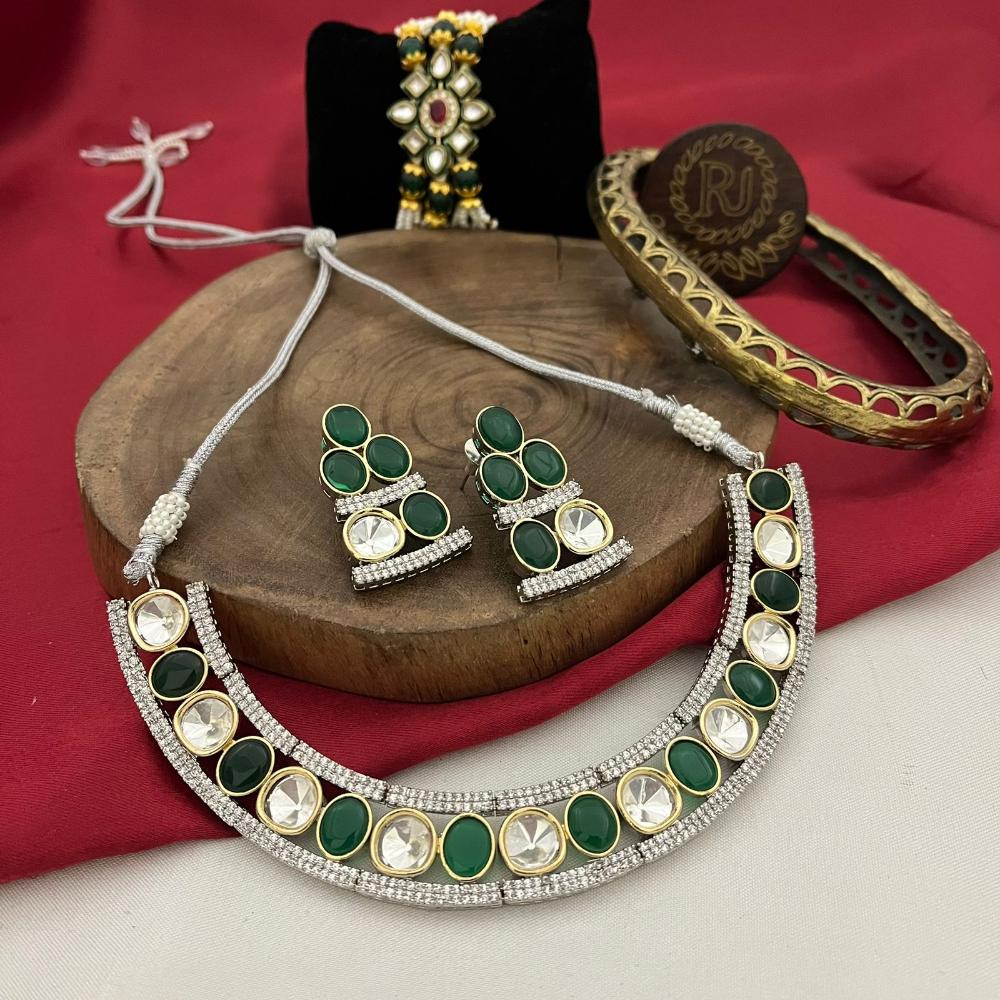 FS Collection 2Tone Plated Crystal Stone Necklace Set