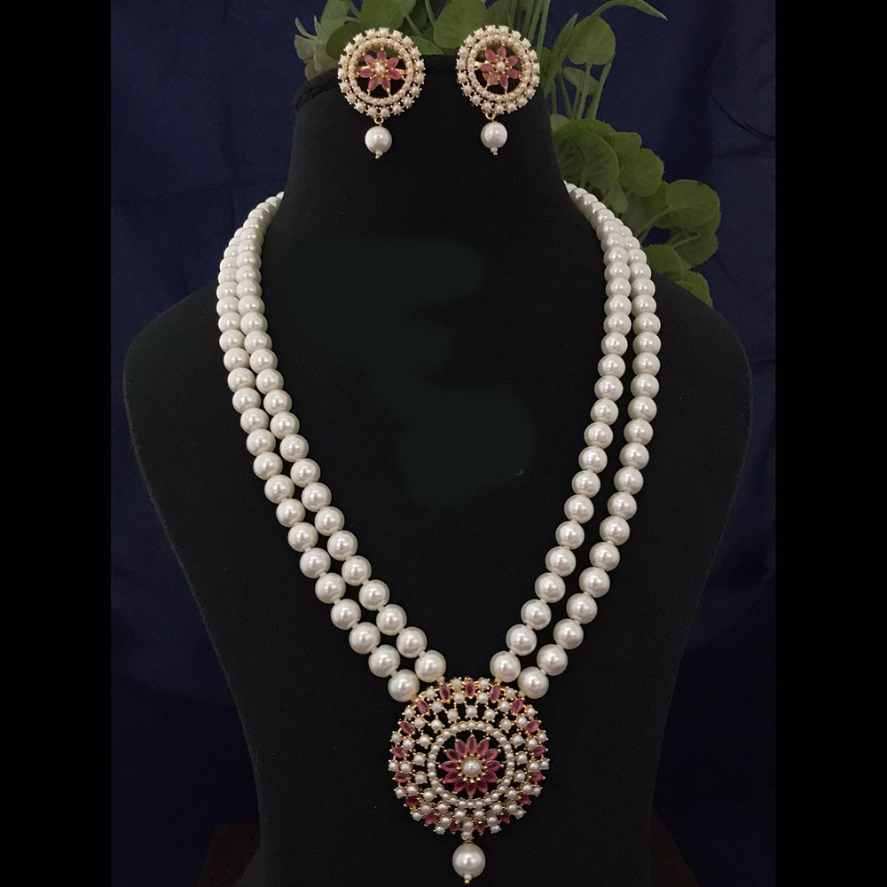 FS Collection Gold Plated Pearl Necklace Set