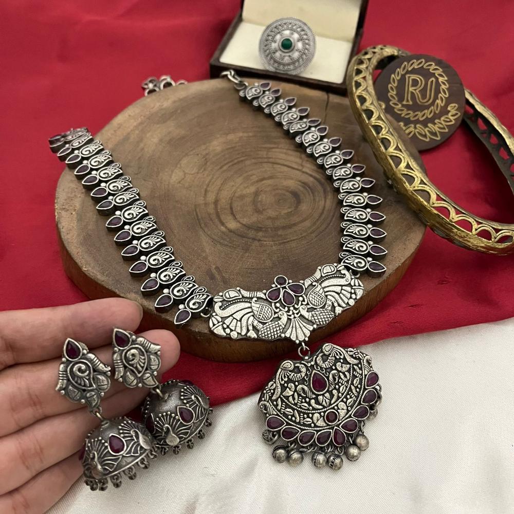 FS Collection Oxidised Plated Necklace Set