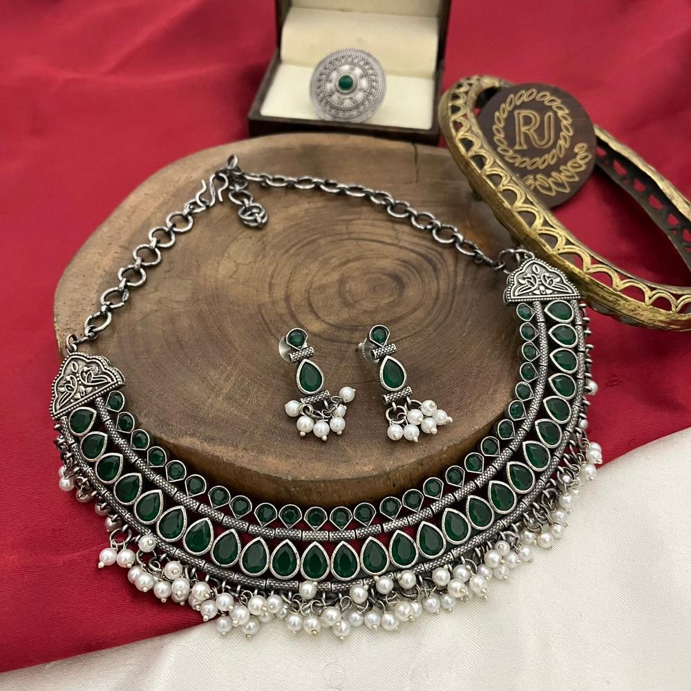 FS Collection Oxidised Plated Necklace Set