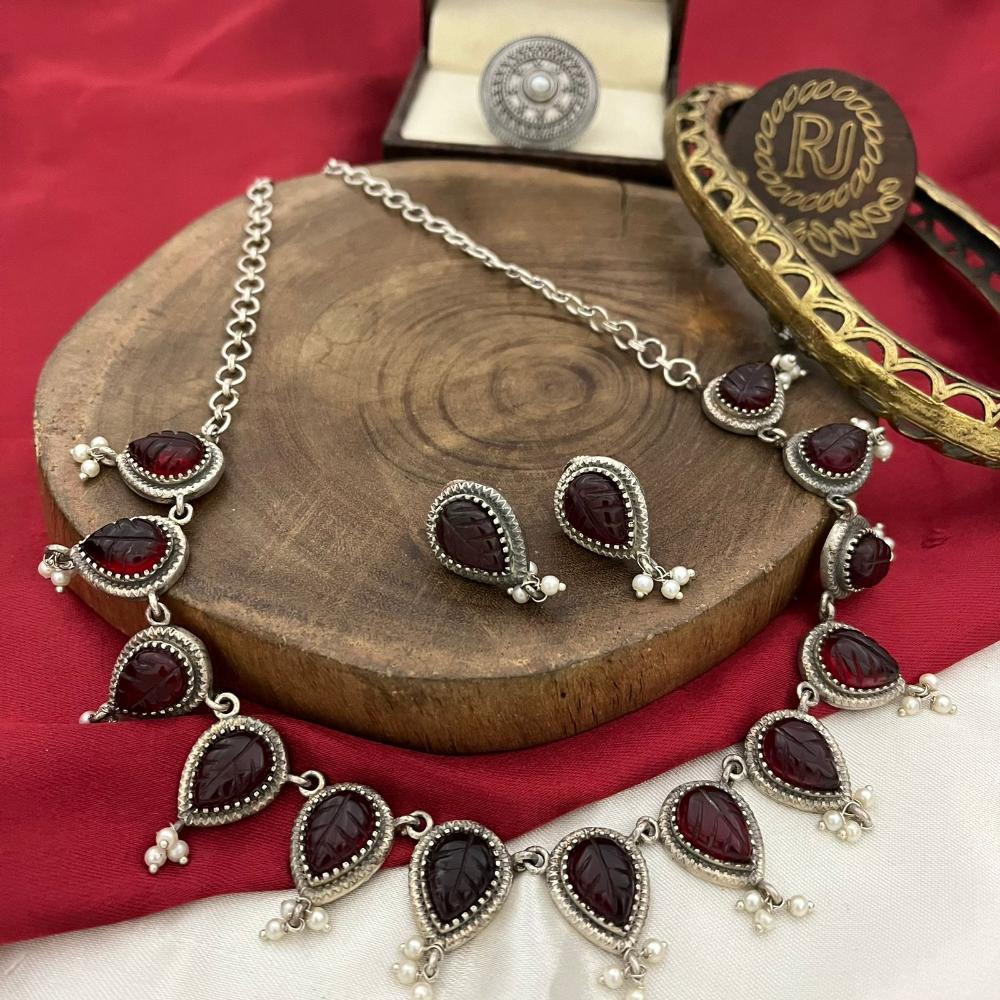 FS Collection Oxidised Plated Necklace Set