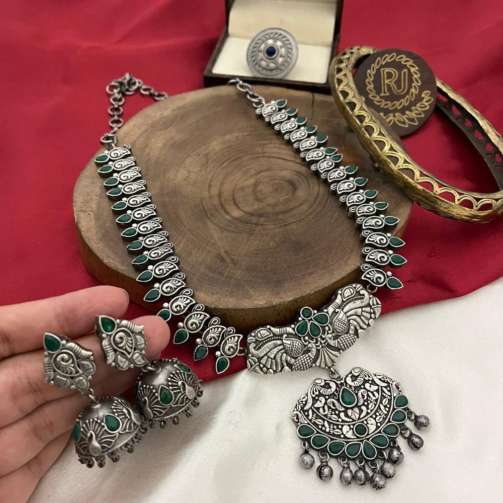 FS Collection Oxidised Plated Necklace Set