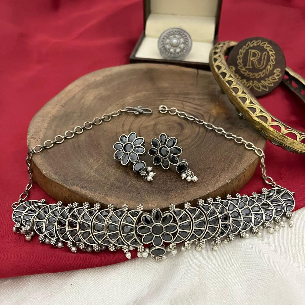 FS Collection Oxidised Plated Necklace Set