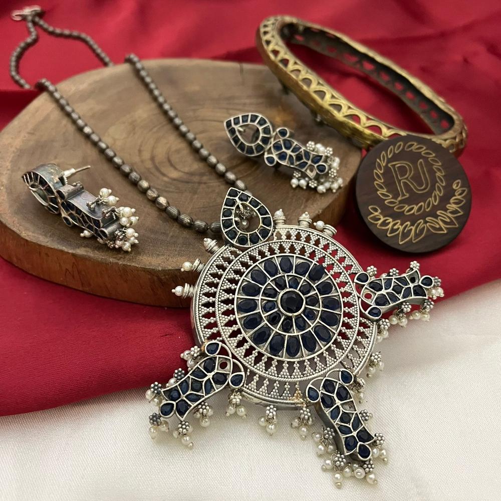 FS Collection Oxidised Plated Necklace Set