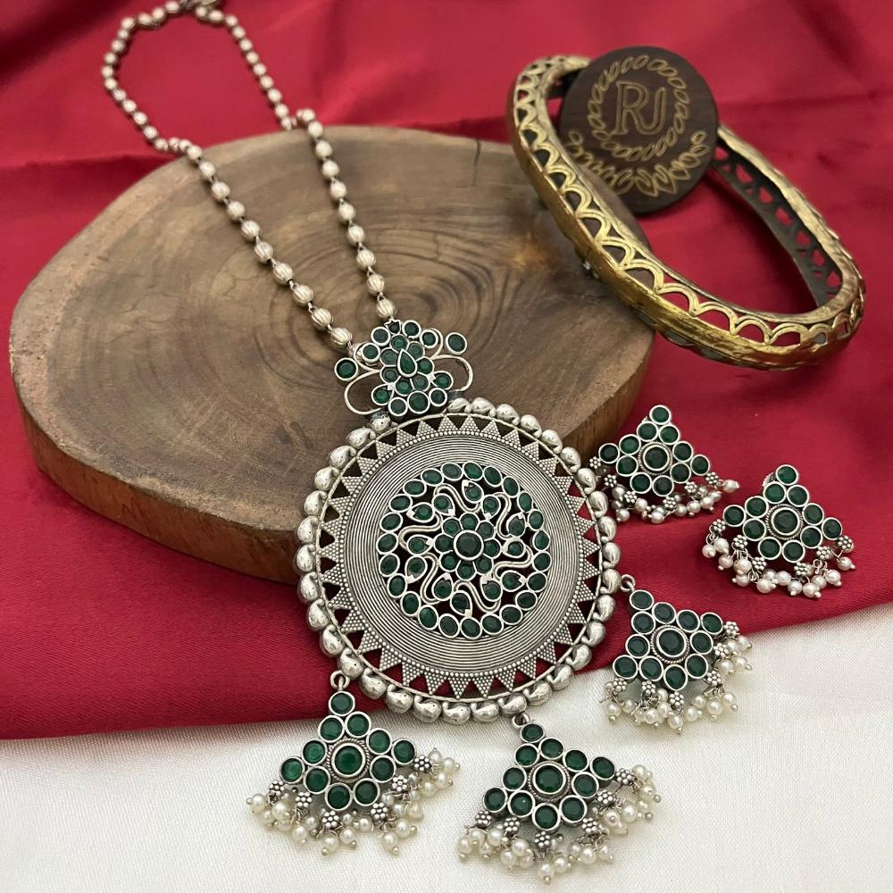 FS Collection Oxidised Plated Necklace Set