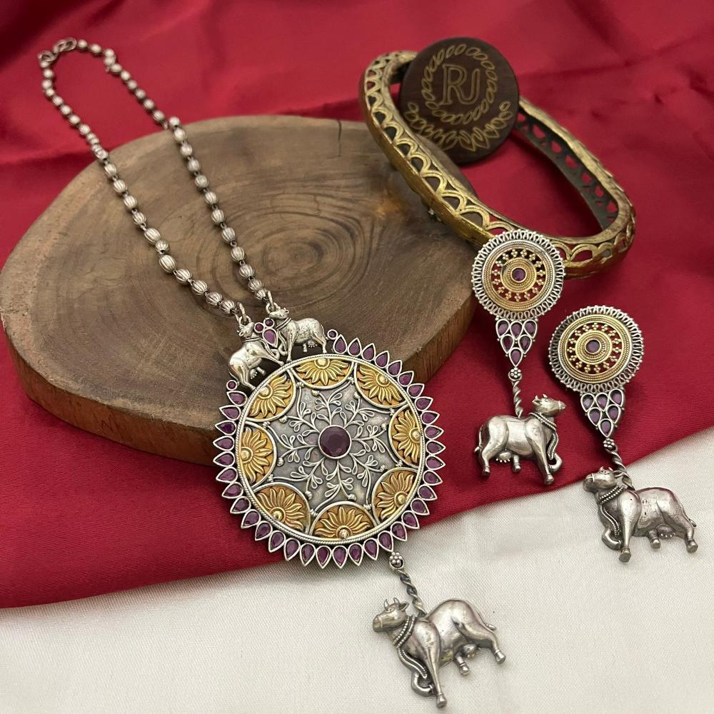 FS Collection Oxidised Plated Necklace Set