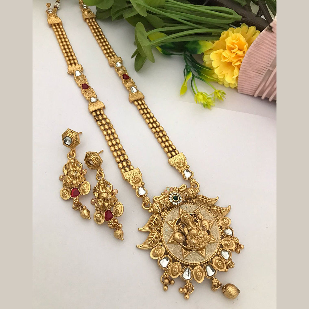 FS Collection Gold Plated Pota Stone Necklace Set