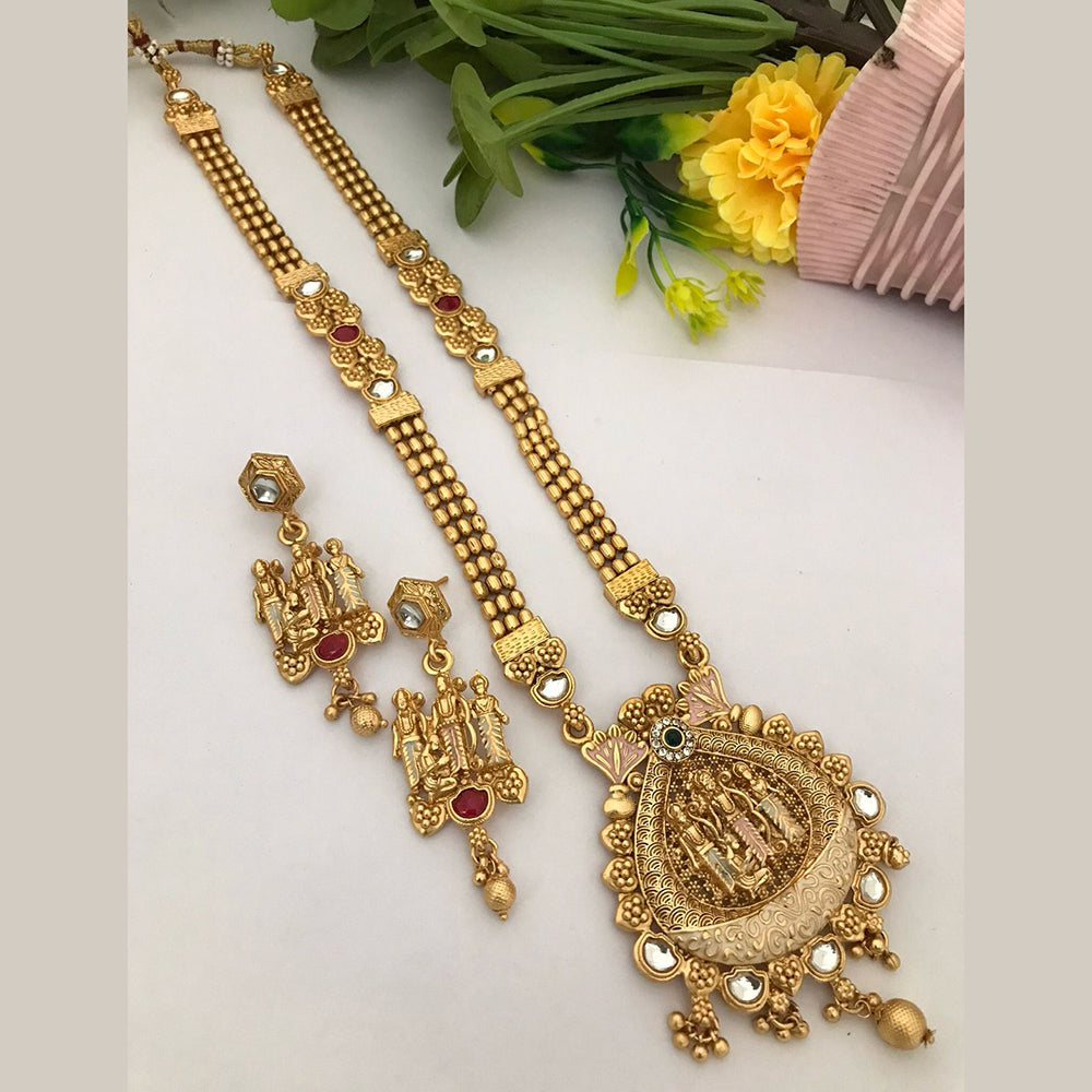 FS Collection Gold Plated Pota Stone Necklace Set