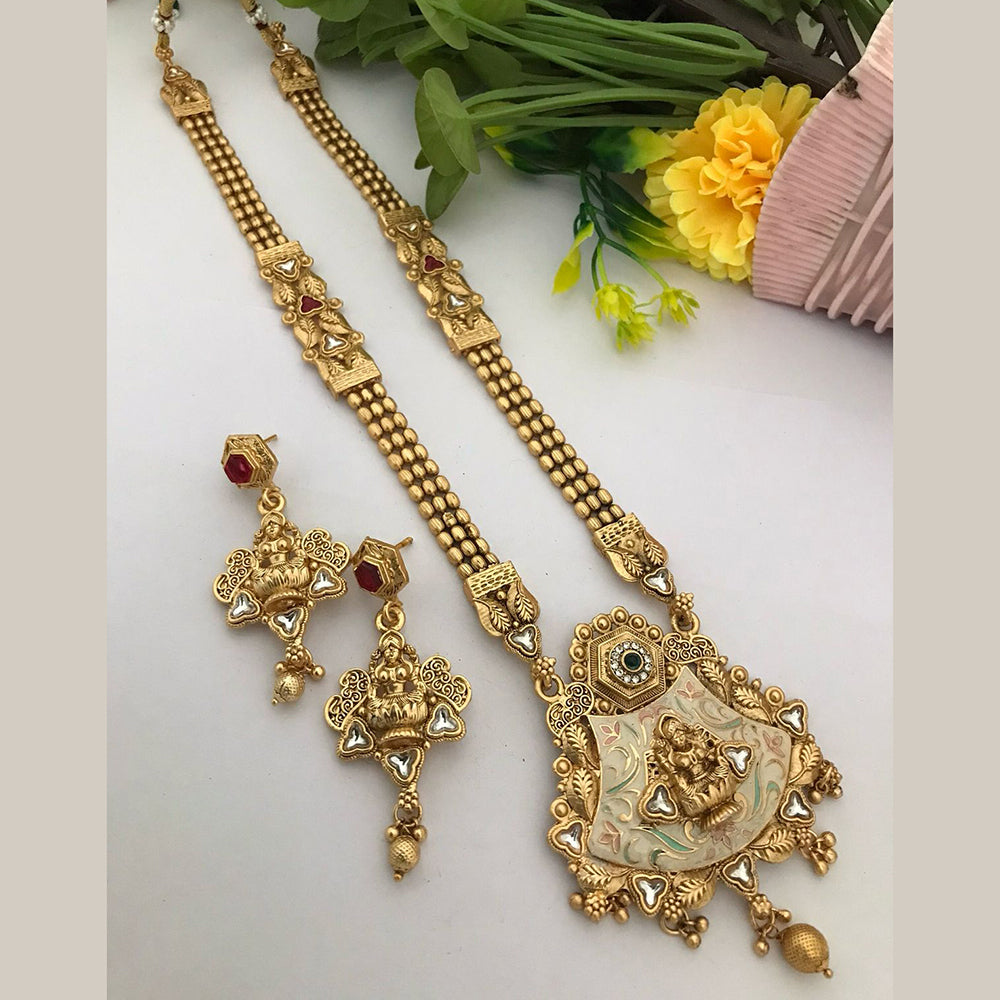 FS Collection Gold Plated Pota Stone Necklace Set