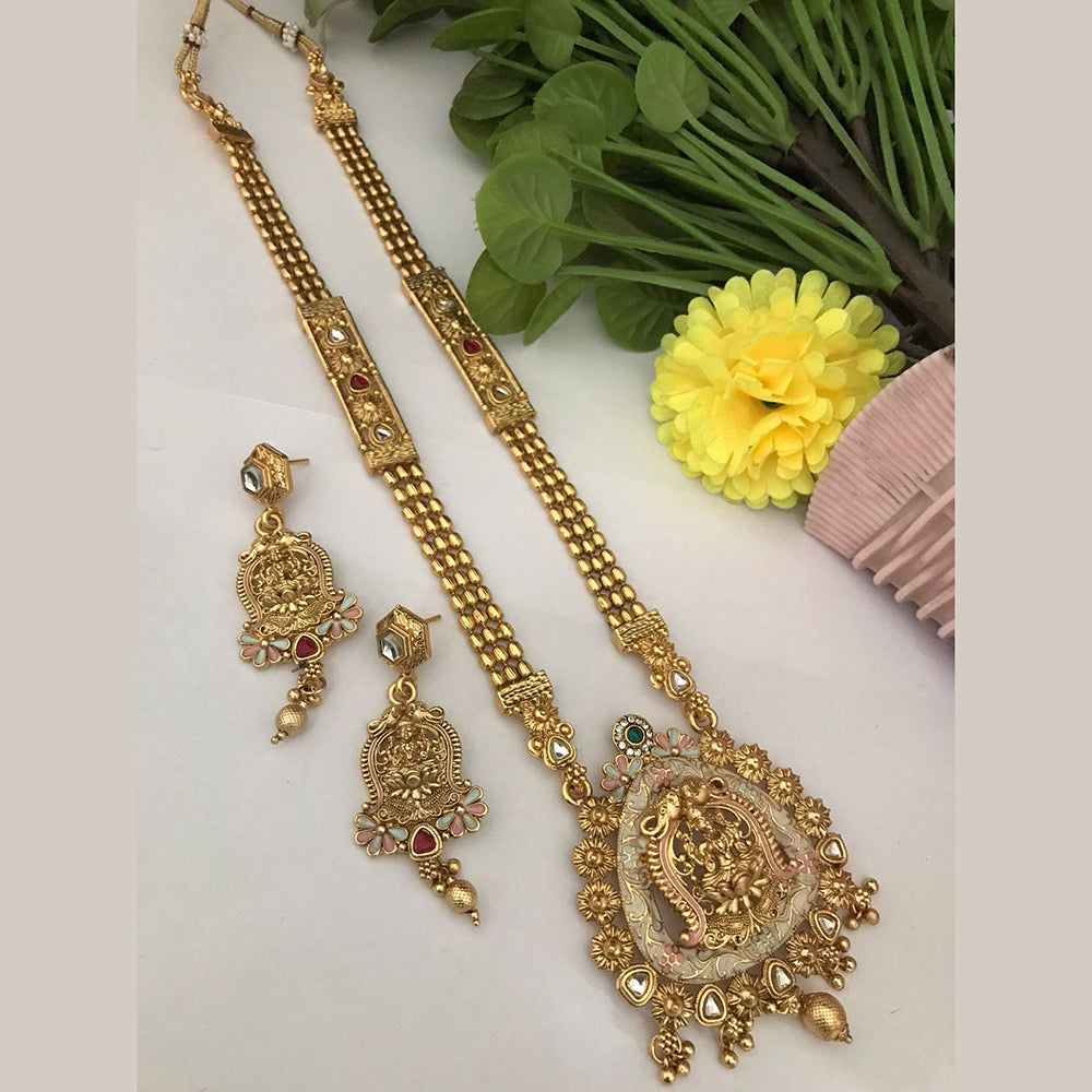 FS Collection Gold Plated Pota Stone Necklace Set