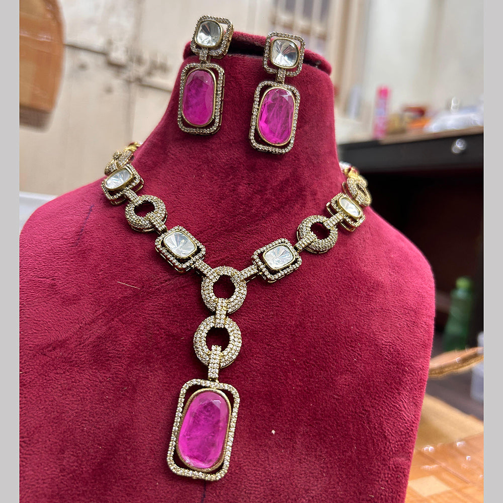 FS Collection Gold Plated Crystal Stone Necklace Set