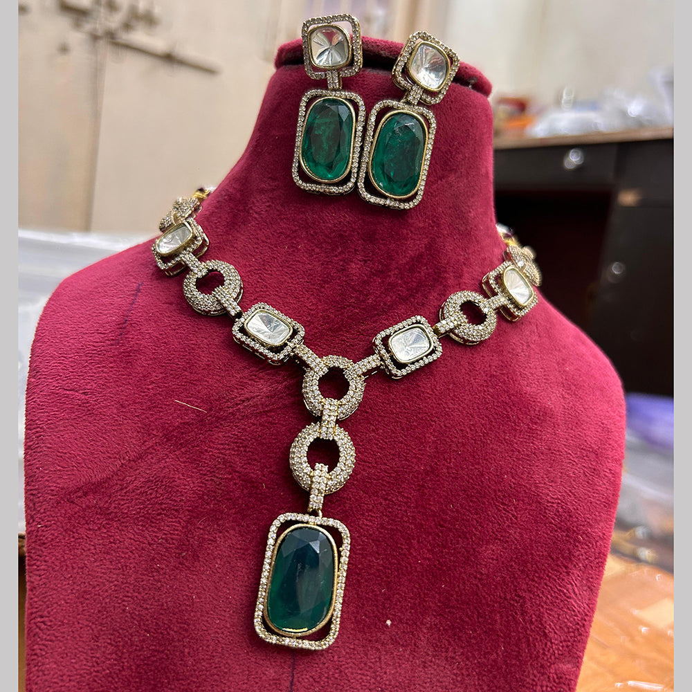 FS Collection Gold Plated Crystal Stone Necklace Set