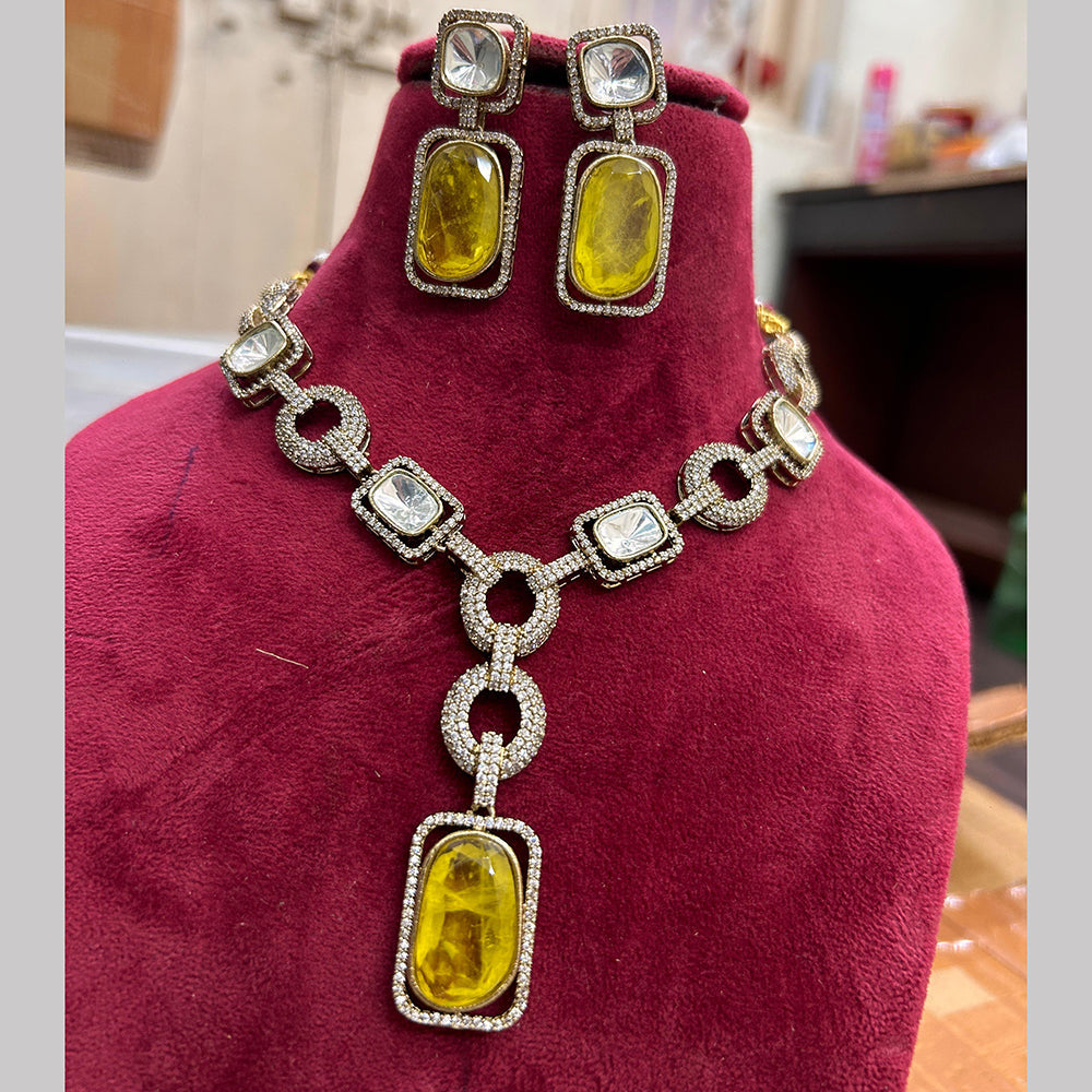 FS Collection Gold Plated Crystal Stone Necklace Set