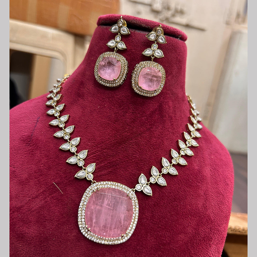 FS Collection Gold Plated Crystal Stone Necklace Set