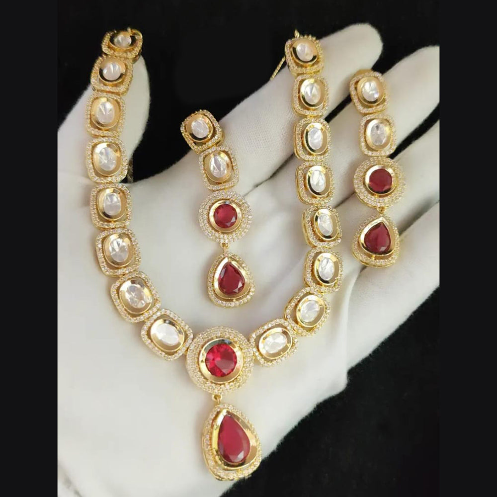 FS Collection Gold Plated Crystal Stone Necklace Set