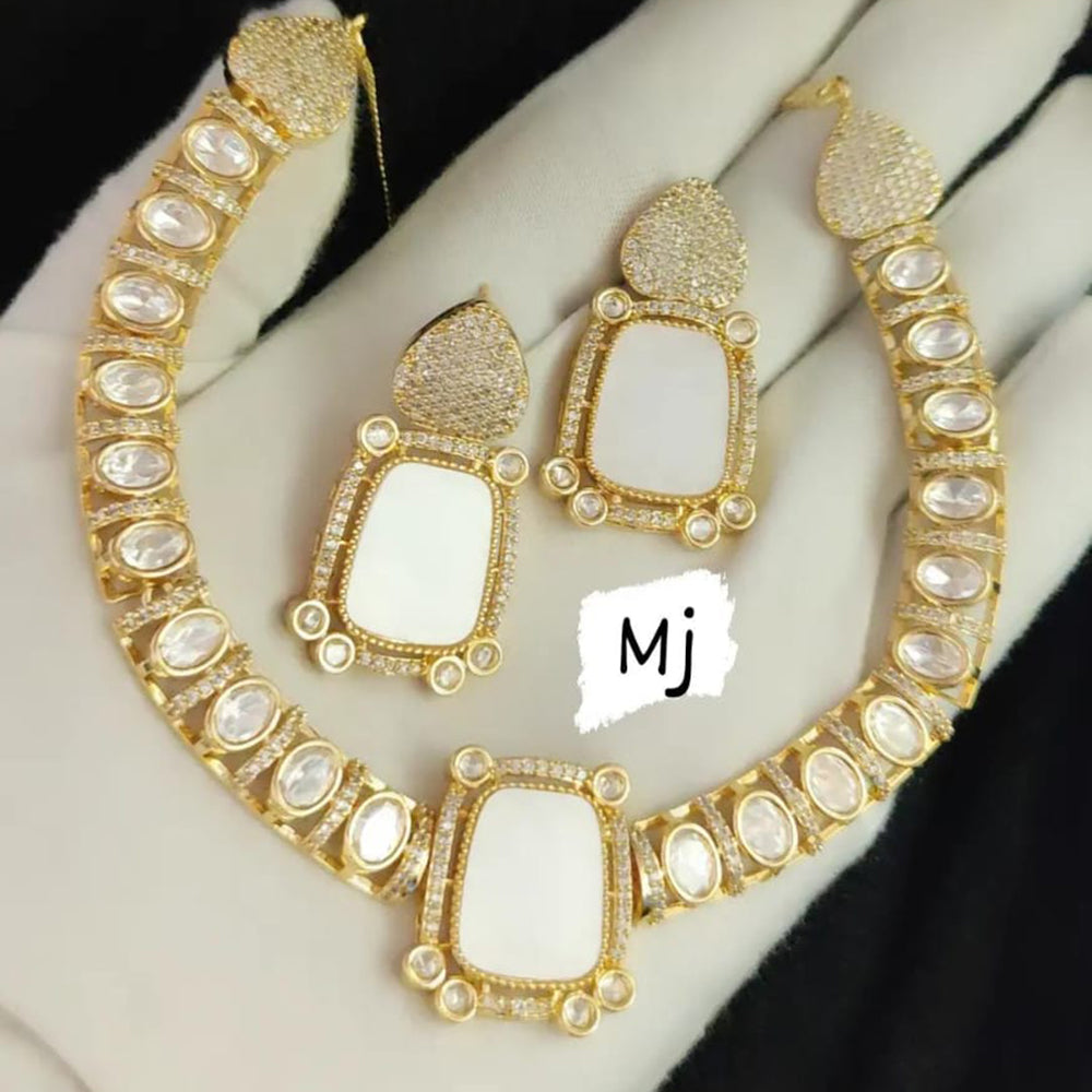 FS Collection Gold Plated Crystal Stone Necklace Set