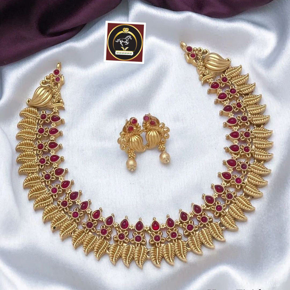 FS Collection Gold Plated Pota Stone Necklace Set