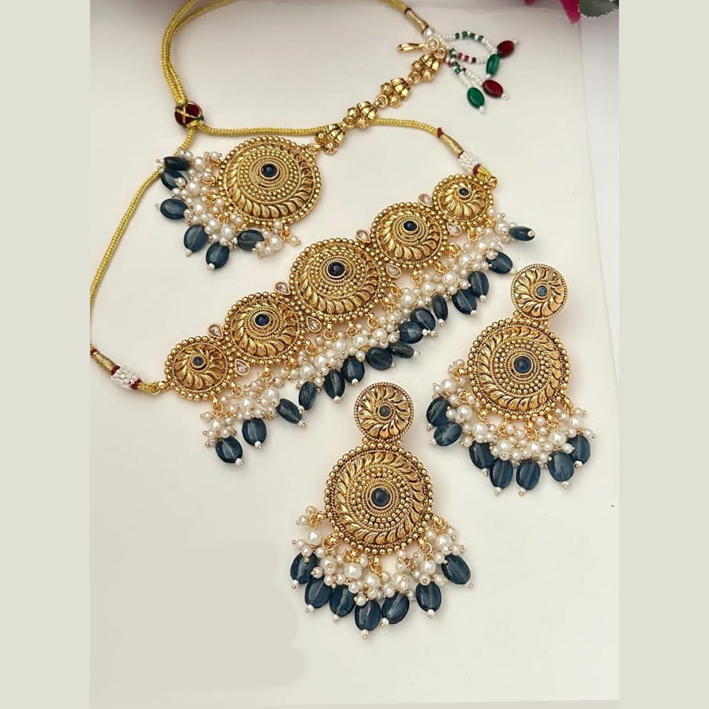 FS Collection Gold Plated Pota Stone Necklace Set