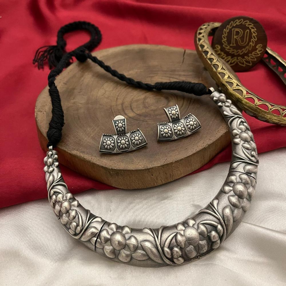 FS Collection Oxidised Plated Necklace Set