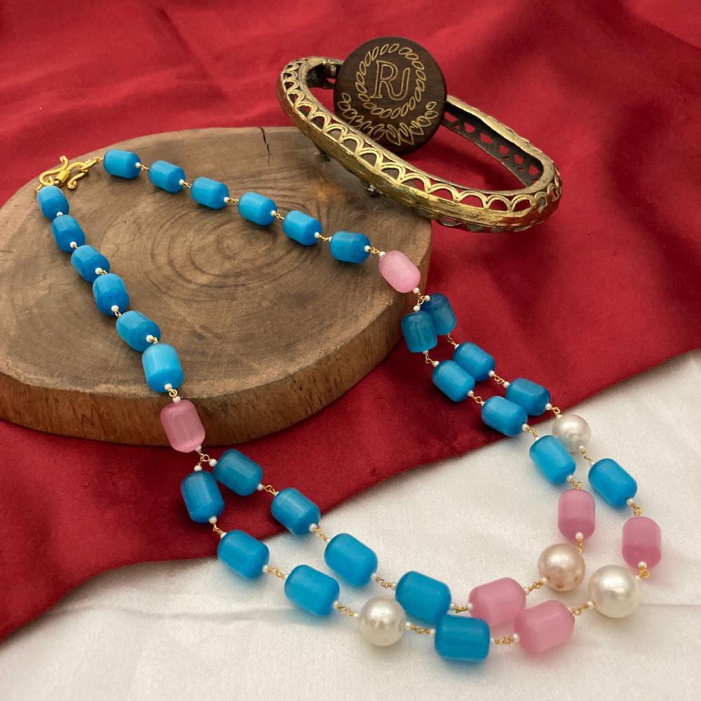 FS Collection Gold Plated Beads And Pearls Necklace