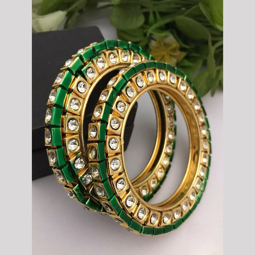 FS Collection Gold Plated Austrain Stone Meenakari Bangle Set