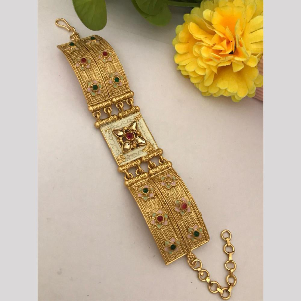 FS Collection Gold Plated Pota Stone Meenakari Bracelet