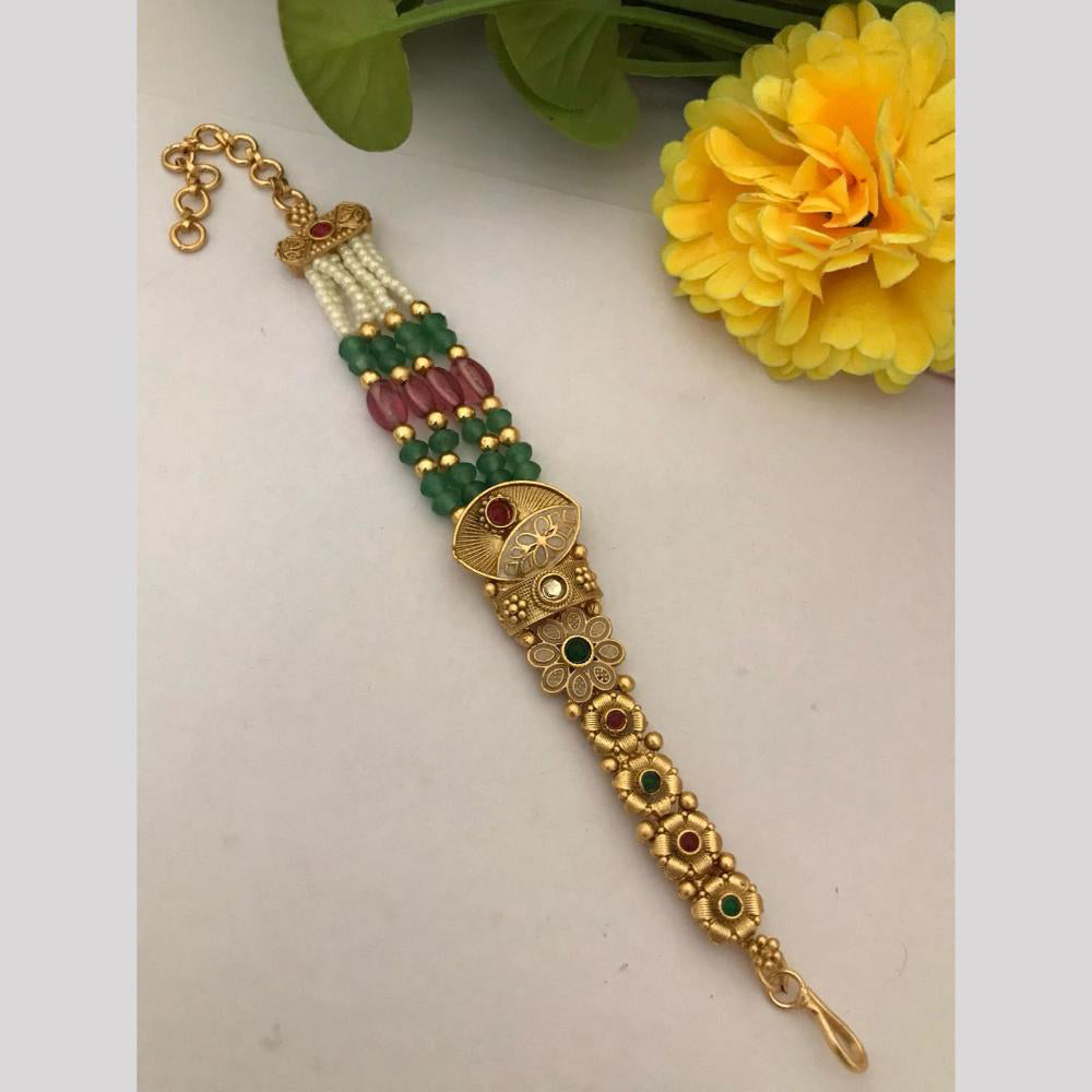 FS Collection Gold Plated Pota Stone And Beads Bracelet