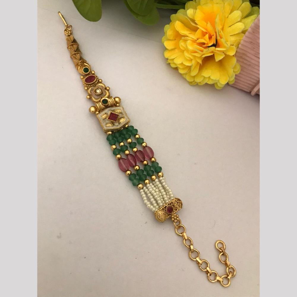 FS Collection Gold Plated Pota Stone And Beads Bracelet