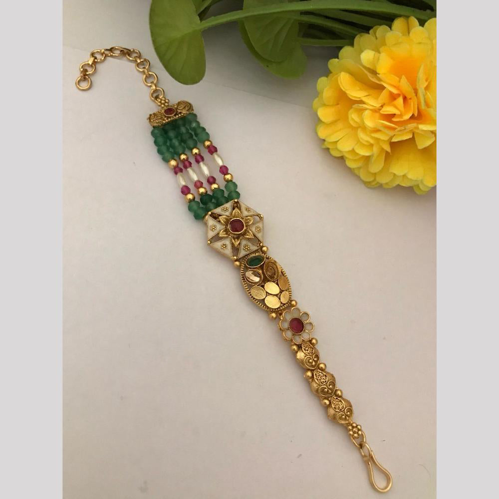 FS Collection Gold Plated Pota Stone And Beads Bracelet