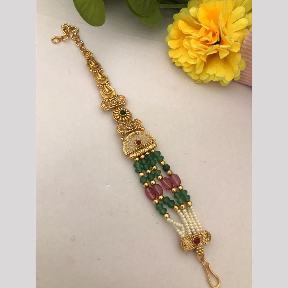 FS Collection Gold Plated Pota Stone And Beads Bracelet
