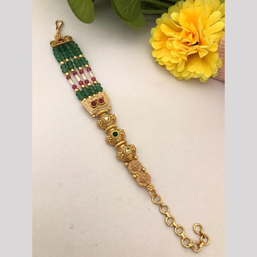 FS Collection Gold Plated Pota Stone And Beads Bracelet