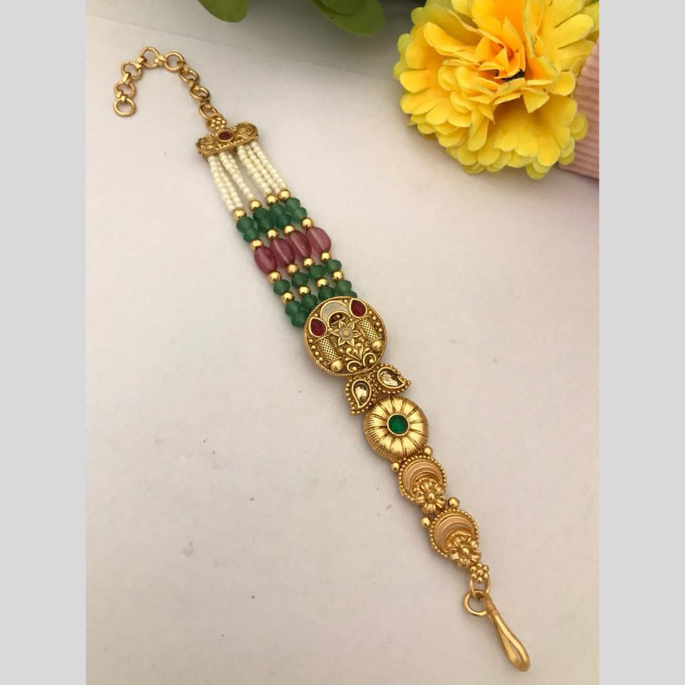 FS Collection Gold Plated Pota Stone And Beads Bracelet