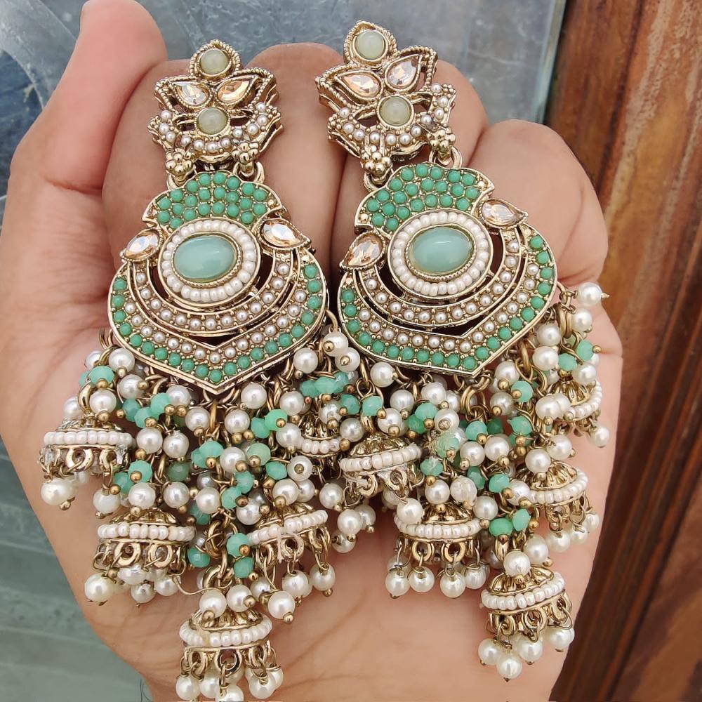 FS Collection Gold Plated Crystal Stone And Pearls Jhumki