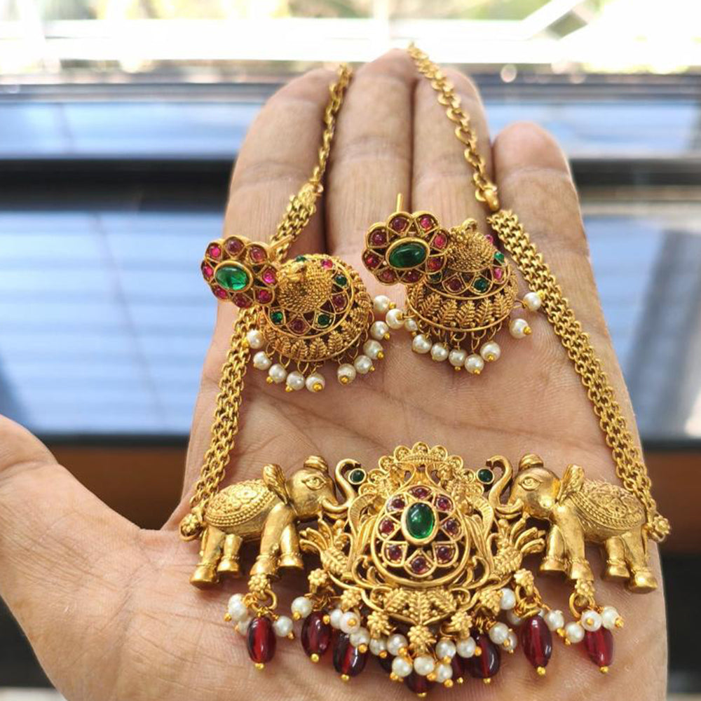 Elephant Design Gold Plated Elephant Necklace Elephant Jewelry