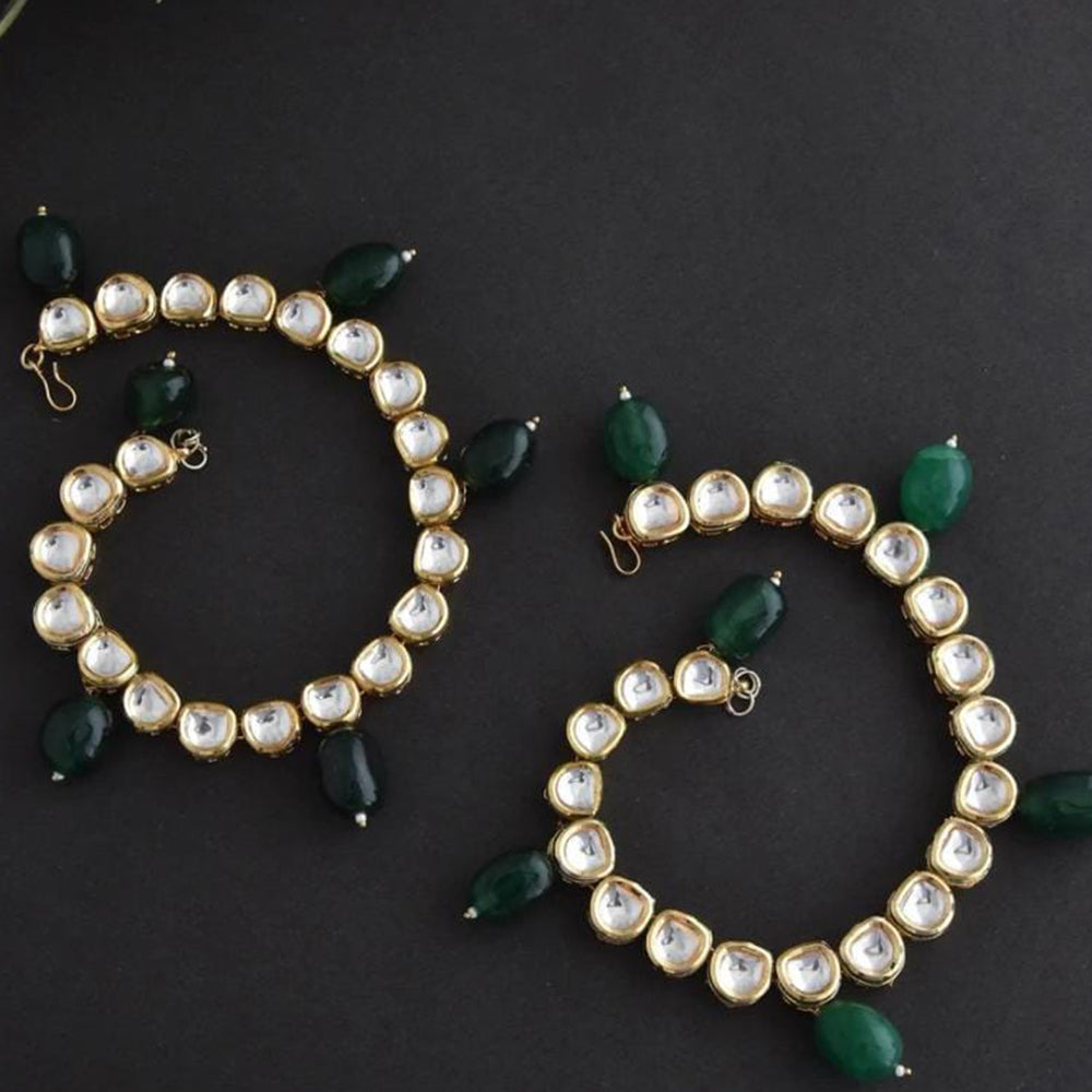 FS Collection Gold Plated Kundan And Beads Fancy Payal / Anklet