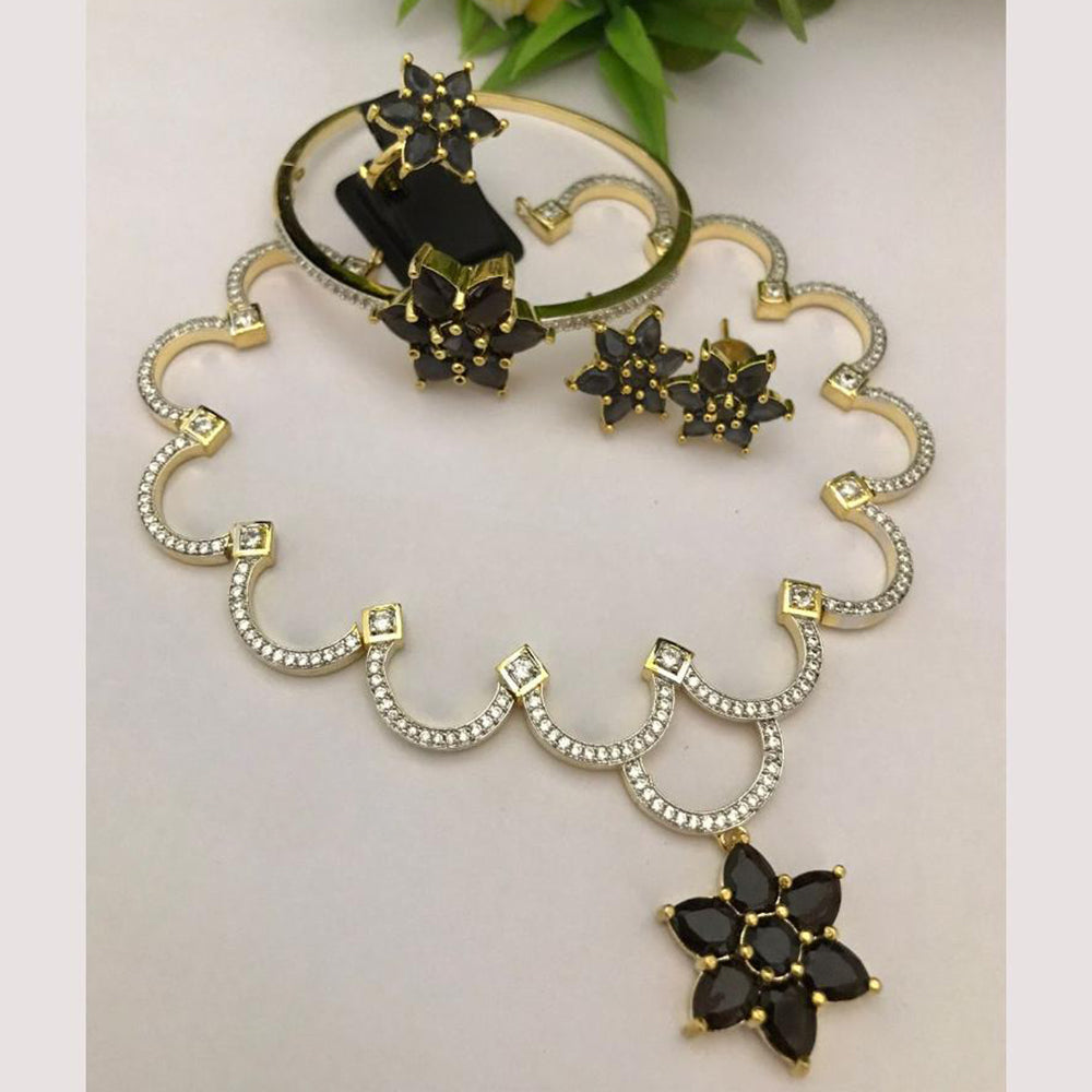 FS Collection Designer Gold Plated Crystal And Austrain Stone Jewelry Combo Set