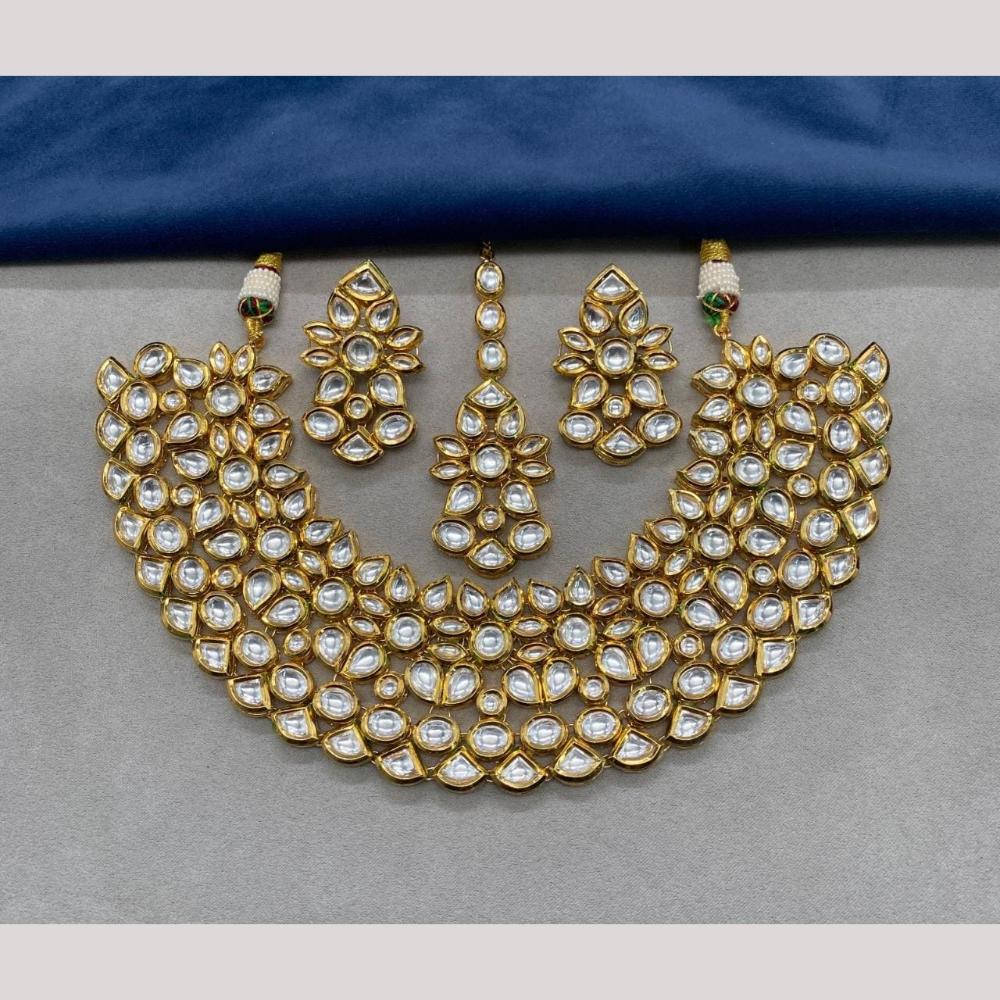 FS Collection Gold Plated Kundan Necklace Set