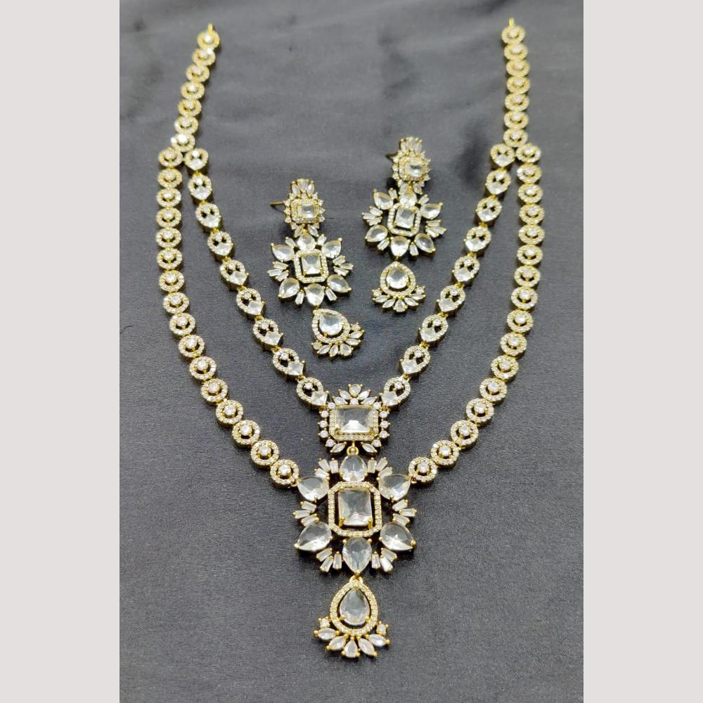 FS Collection Premium Gold Plated American Diamond Necklace Set