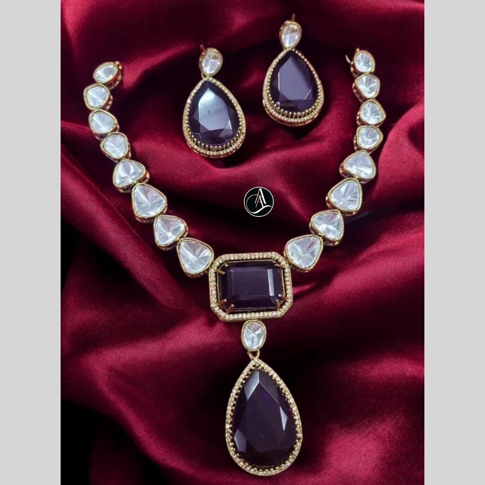 FS Collection Gold Plated Crystal Stone Necklace Set