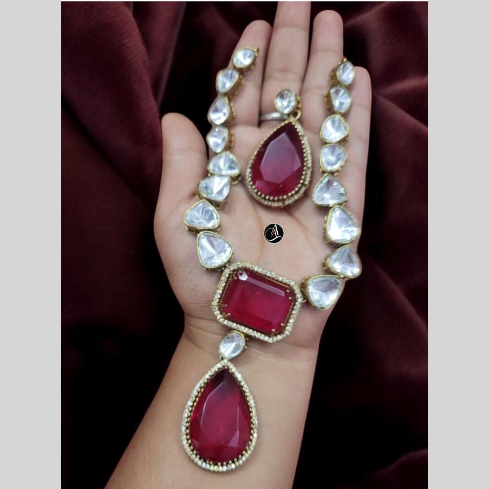 FS Collection Gold Plated Crystal Stone Necklace Set