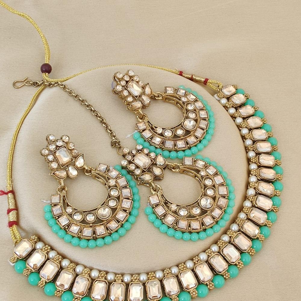FS Collection Elegant Beaded Crystal Stone And Beads Necklace Set