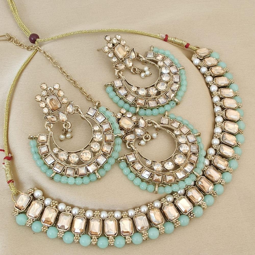 FS Collection Elegant Beaded Crystal Stone And Beads Necklace Set